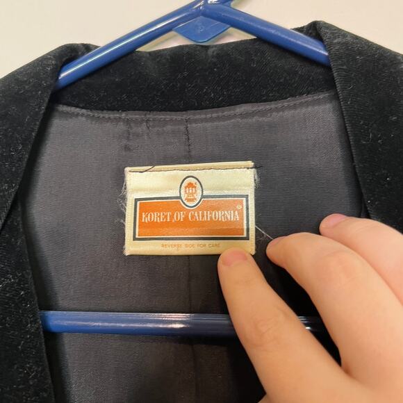 1970s Koret of California Black Velvet Holiday Whimsigoth Old Money Blazer L - Picture 2 of 4